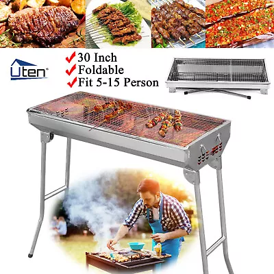 Fold BBQ Charcoal Grill Griller Stainless Steel Yakitori Garden Lamb Kebab Party • $36.99