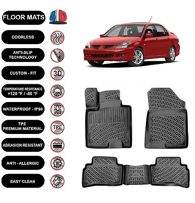 Floor Mats Liner  Fits Mitsubishi Lancer 2001-2007 Waterproof 4D Molded Black X4 • $100.49