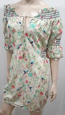 MATTHEW WILLIAMSON H&M Multicolour Cotton Floral & Bird Short Mini Dress UK8 • $60.42