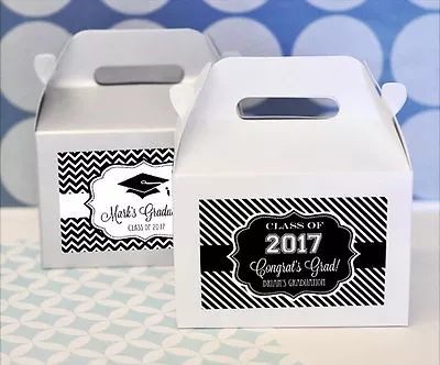 144 Personalized Graduation Theme Mini Gable Boxes Holiday Party Favors • $142