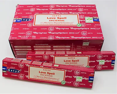 Satya Nag Champa LOVE SPELL Incense Sticks: Choose 15 30 45 90 Or 180 Gm • $10.95