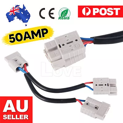 50 Amp Genuine Anderson Plug Connector Double Y Adapter 6mm Automotive Cable • $10.25