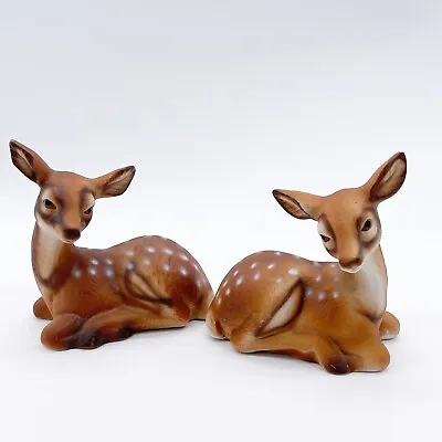 Lipco Made Taiwan Vintage Ceramic Deer Doe Figurines Lot 2 Sitting Lying Nature  • $17.10