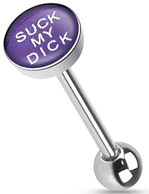 SUCK MY D**K - Quality Adult Rude Sexy Funny Tongue Bar Barbell • £4.99
