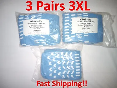 3 Pairs 3XL Double Sided XXXL Lt Blue Confetti Treads Hospital Slipper Socks 3XL • $9.99