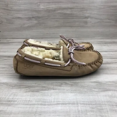 Ugg Slippers Womens 5 Tan Nubuck Leather Slip On House Shoes • $21.75