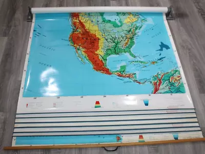 Vintage  Rand McNally School Pull Down  World Roll Maps 7 In 1 • $265