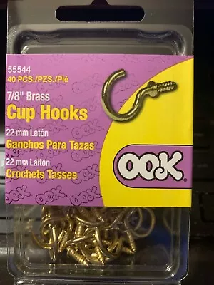 Hillman Group 55544 7/8in. Brass Cup Hook 40 Pieces / Box New Sealed • $5.89