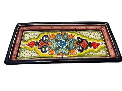 Talavera Pottery Tray Bread Cheese Cracker Appetizer Mexico Rectangle 13” X 6” • $35