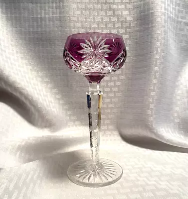 $89 • Buy Val St Lambert Munster Wine Glass Amethyst Purple Cut To Clear Crystal Bohemian