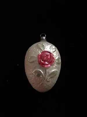 Antique VTG Blown Glass ROSE SUNFLOWER Embossed EGG Christmas Ornament Germany • $65