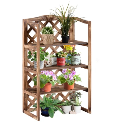 £36.99 • Buy Outsunny 3-Tier Wooden Flower Stand Plant Holder Shelf Display Rack 75x38x120cm