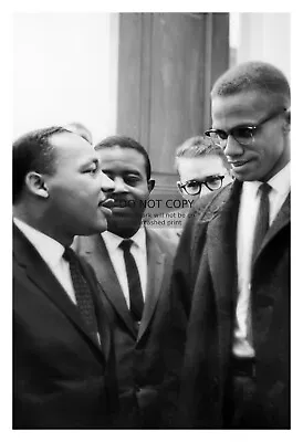 Martin Luther King Jr. Talking With Malcom X 4x6 B&w Photo • $7.97