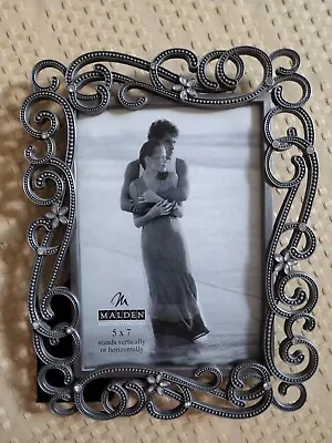 Malden Wedding Photo Picture Frame Silver & Jewels Holds 5x7 • $15.92