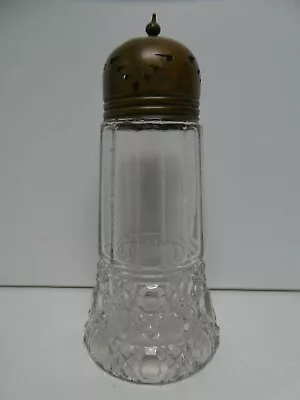 Edwardian Glass Ep Brass Metal Lid Sugar Shaker Jar Bottle  • $18.66