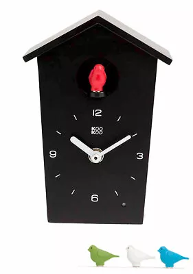 KooKoo Birdhouse Mini New/Boxed Black Modern Design Cuckoo Clock Many Extras • $112.71