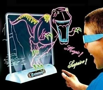NEW Kids 3D Magical Drawing Doodle Board Neon Pens &Glasses Included Xmas Gift • £9.99