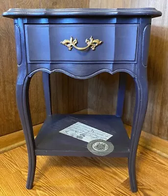 French Provincial Night Stand Dixie Belle Aubergine W/ Vintage Post Transfers • $72.99