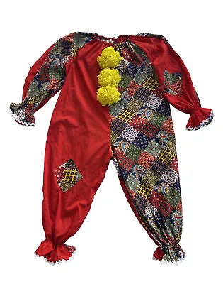 Vintage Handmade Adult Clown Suit Costume Red Multi Color Pom Poms Patchwork • $150