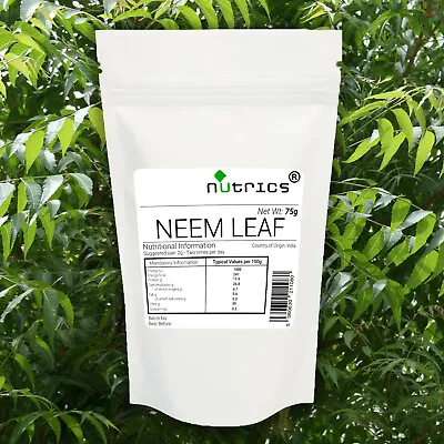 Nutrics® 100% Pure NEEM LEAF Powder 75g Superfood Detox Immune Booster • £7.99