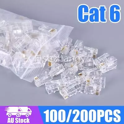 100/200PCS RJ45 CAT6 CAT6e  Connector Modular Plug Network Ethernet Cable Crimp • $16.95