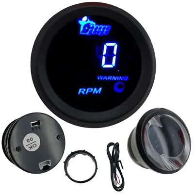 2  52mm Blue Digital LED Elec 0-9999 RPM Tachometer Tacho Gauge Car Motor New • $19.99