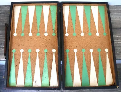 Original Vintage Alligator Skin Pattern Cork Lined Backgammon Board  1930-1950 • $29