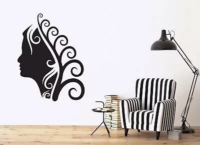 Wall Sticker Vinyl Decal Spa Salon Hairstyle Makeup Curls Beautiful Lady (n285) • $29.99