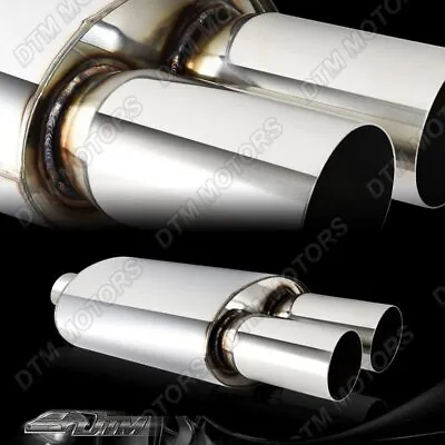 3  Dual Tip T-304 Stainless Steel 2.5  Inlet Weld-on Muffler Exhaust Universal • $47.99