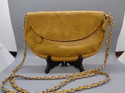 Miche Yellow Faux Leather Snake Skin Texture Chain Crossbody Bag Purse 10 X 5 • $16.99