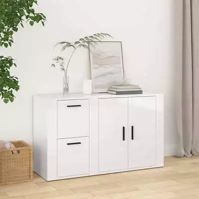 High Gloss Wooden Sideboard Buffet Cabinet Storage Shelf Cupboard Table White • $137.71