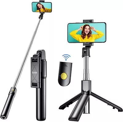 Gritin Selfie Stick 3 In 1 Bluetooth Selfie Stick Tripod Extendable & Portable • £13.64