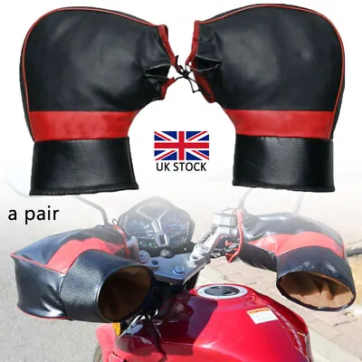 Waterproof Motorcycle Gloves Motorbike Scooter Warm Handle Bar Muffs Mitts Cover • £9.78