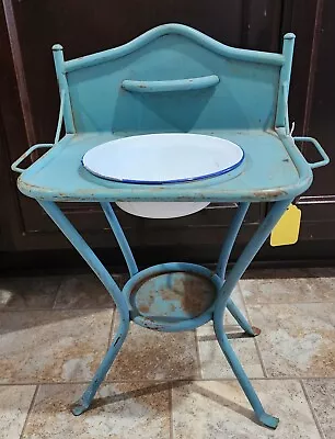 Antique Child Play Wash Stand With Enamel Bowl • £116.77