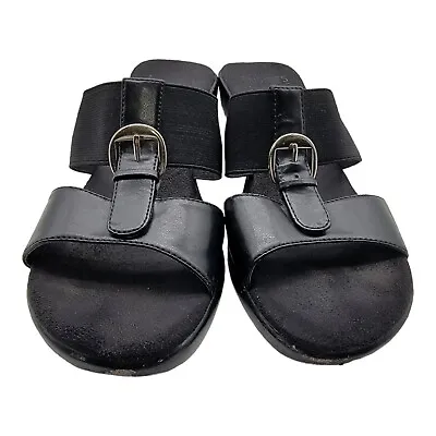 Mootsies Tootsies Sandals Womens 8.5M Buckle Slides Mowilkie Black  • $13.99