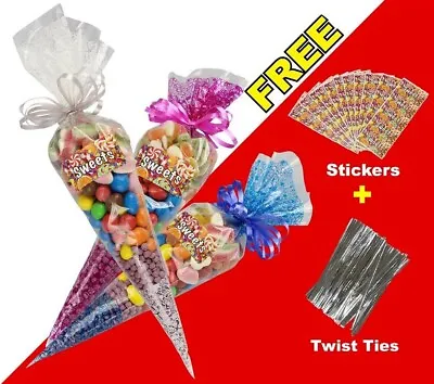 Clear Cello Bags Cellophane Lollipops Cake Pops Sweets Party Treats Cookies Gift • £6.99