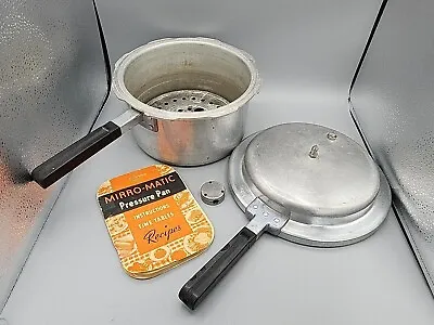 MIRRO MATIC  394M 4QT.  Aluminum Pressure Cooker 15LBS Plus Recipe Book Vintage  • $21.87