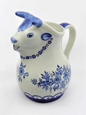Biltmore Estate Collection Authentic Delft 64 Oz Cow Pitcher Milk Jug Blue White • $29.99