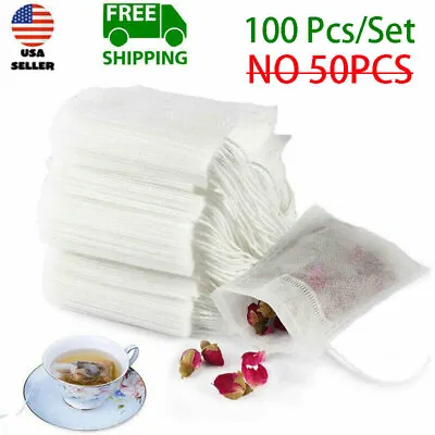 $6.35 • Buy 100Pcs Tea Bag Disposable Drawstring Flip Empty Teabag Herb Loose Tea Filter