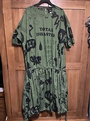Lazy Oaf Total Disaster Dress Uk 18 Xxxl Green Khaki  • £50
