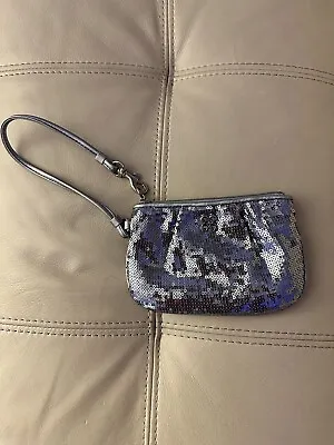 Coach Silver Sequin Wristlet Wallet • $12