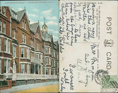 Llandrindod Wells Brynawel Private Hotel GB 1905 Cancel E&S Art Publishers 82  • £5.10