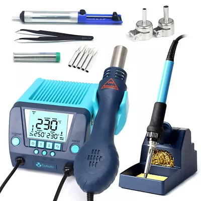 2in1 SMD Rework Soldering Iron Hot Air Gun Station Kit Welding Adjustable Temp • $78.99