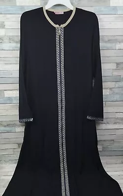 Livaldi Dress Modest Abaya Jabib Zip Up Size 38 Full Zip Kaftan Embroidered  • $28