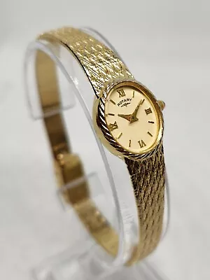 Vintage Rotary Ladies' 16mm Dress Watch Gold Plated 3448 New Battery VGC. • $44.20