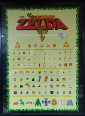 Legend Of Zelda Retro Style Poster - NES Link And Zelda Inventory 8-Bit - 18X24 • $4.99