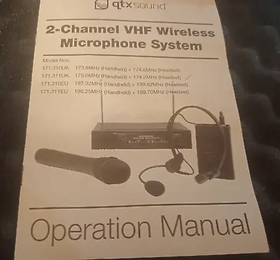 Qtx Sound 171.311 UK 2 Channel VHF Wireless Microphone System With Headset New • £42