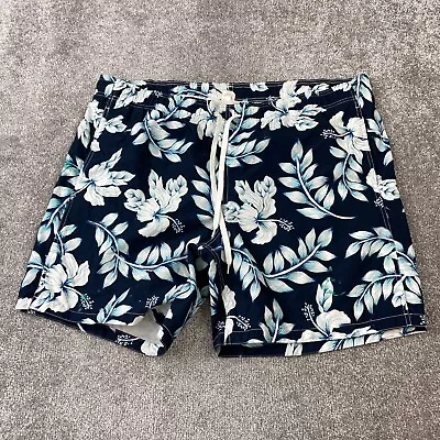 Merona Swim Trunks Board Shorts Men's XXL Navy Drawstring Floral Hawaiian • $18.95