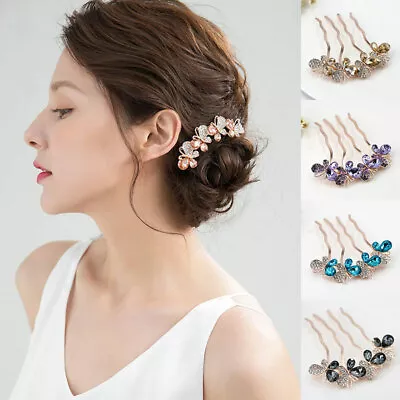 Butterfly Wedding Hair Pins Bridesmaid Crystal Diamante Bridal Hair Clips Grip🔥 • $6.94