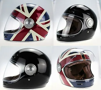 Viper F659 Retro Vintage Fibreglass Full Face Motorcycle Helmet Black Union Jack • $236.17